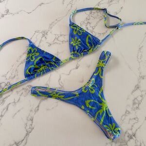 Snorkelbear Buffy Thong & Vice Bikini Top SET - Castaway Blue - Size S/M